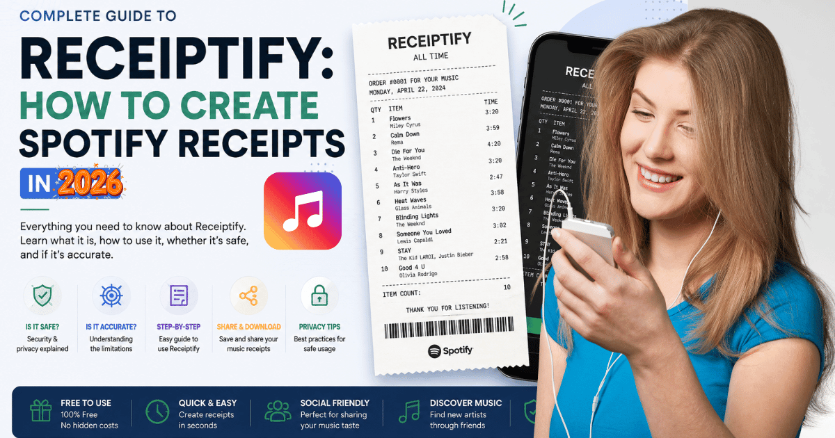 How to use Receiptify on Spotify: complete guide showing 
step-by-step process of creating receipt-style images 
from your listening history